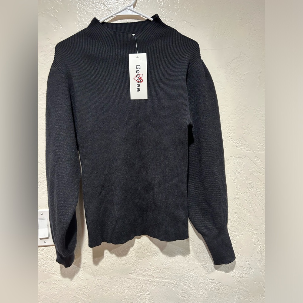 GeeGee nwt black sweater mock neck size l office‎ casual dinner date!!